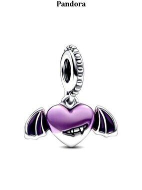 Pandora S925 Silverale Vampire Winged Heart Dangle Charm